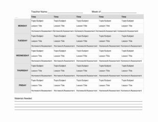 Blank Homeschool Daily Schedule Template Pdf Example