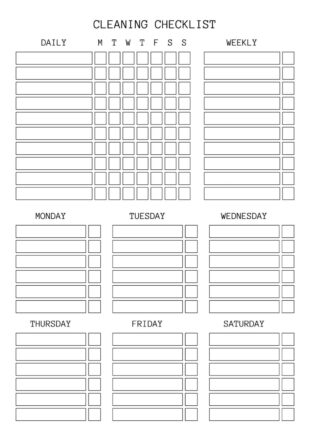 Blank Laboratory Cleaning Schedule Template Word