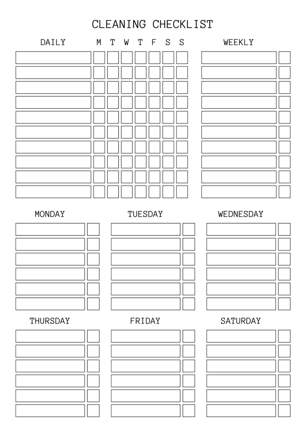 Blank Laboratory Cleaning Schedule Template Word