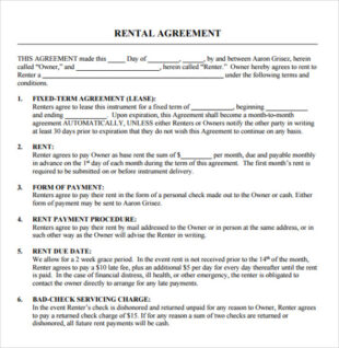 blank printable rental agreement room for rent contract template sample