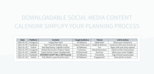 Blank Social Media Content Schedule Template Pdf