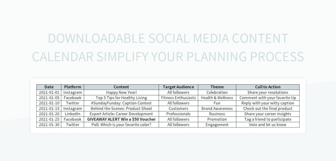 Blank Social Media Content Schedule Template Pdf