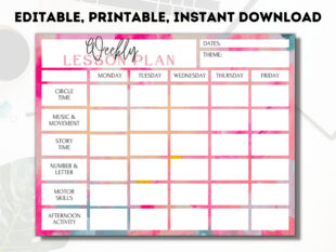 Blank Weekly Teaching Schedule Template Excel Example