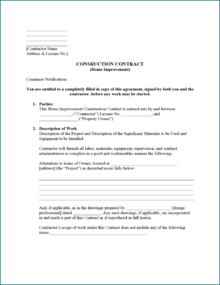 》free printable construction contract template design and build contract template example