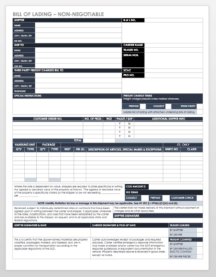 editable bill of lading instructions template pdf