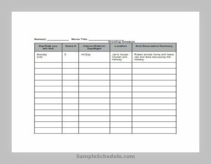 Editable Documentary Film Production Schedule Template Pdf Example