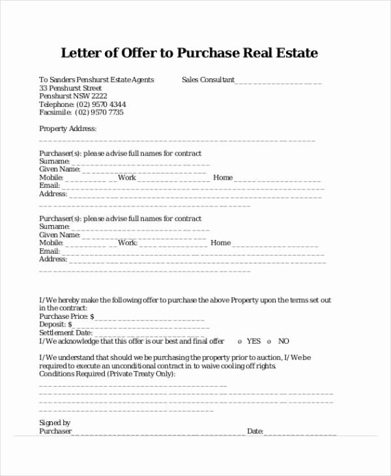 editable real estate offer instructions template excel sample