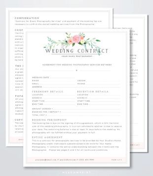 editable wedding photography contract template client booking form contract wedding contract template contract for photography services template doc