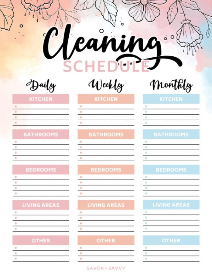 Editable Weekly Home Cleaning Schedule Template Pdf Sample