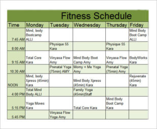 Editable Weekly Weight Training Schedule Template