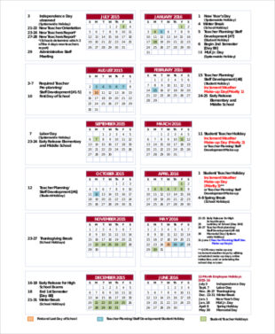 Editable Year Round School Schedule Template Excel