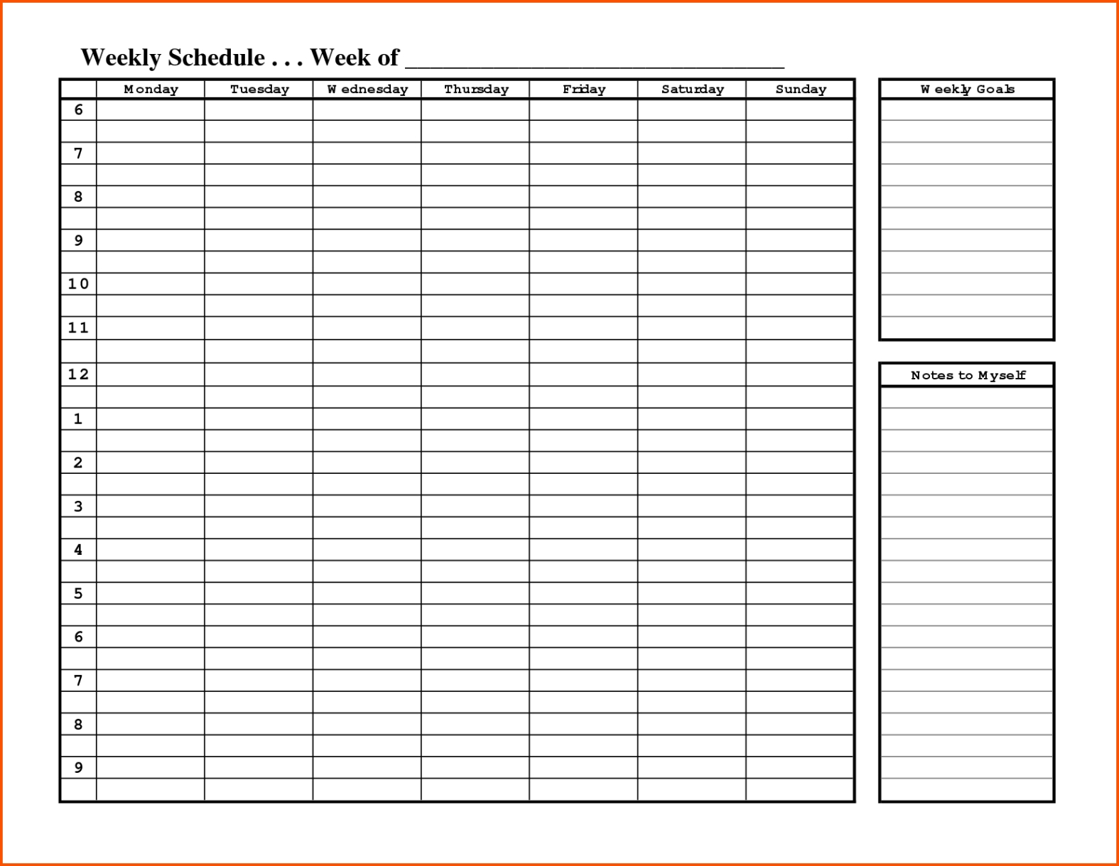 Free Blank Employee Weekly Work Schedule Template Doc