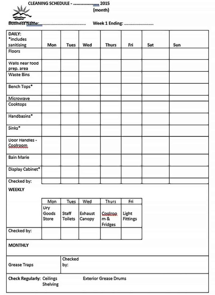 Free Blank Office Refrigerator Cleaning Schedule Template Doc Example