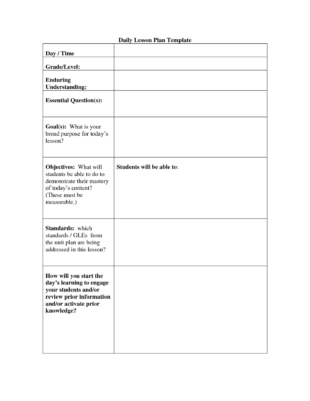 Free Blank Primary School Lesson Observation Template Excel Example