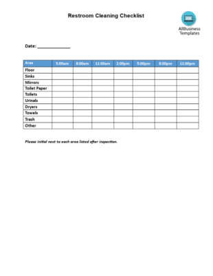 Free Blank Restroom Cleaning Schedule Template  Sample