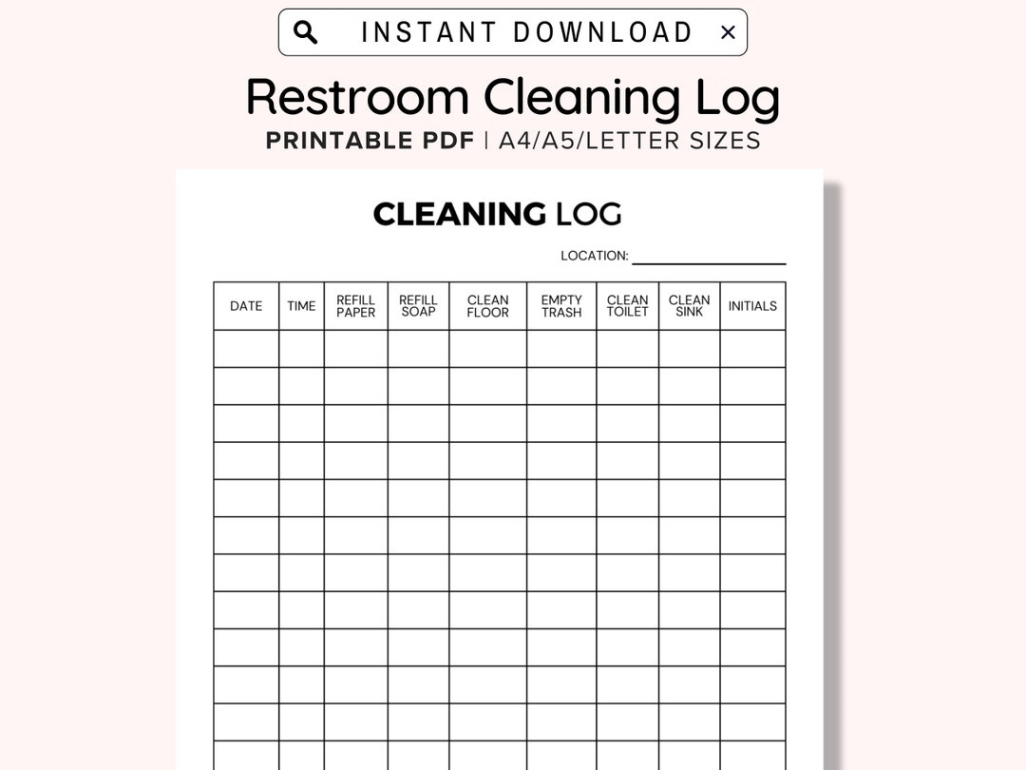 Free Blank Restroom Cleaning Schedule Template Word Example