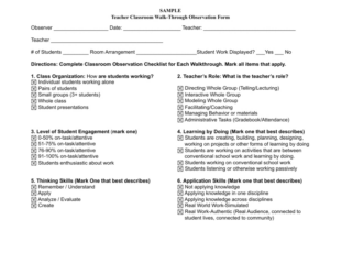 Free Blank Teaching Assistant Lesson Observation Template Doc