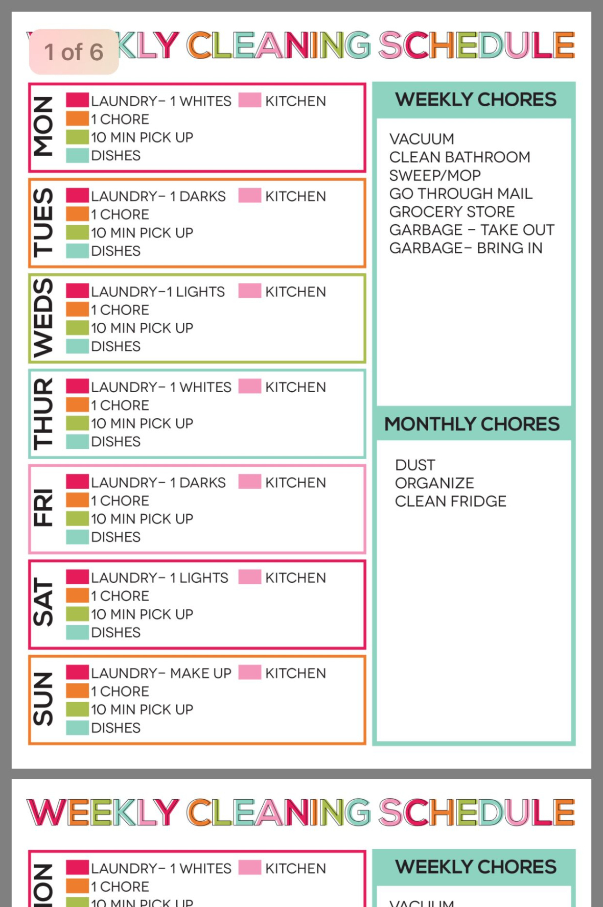 Free Blank Weekly Home Cleaning Schedule Template  Sample