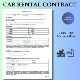 free car rental agreement vehicle rental agreement car rentals contract editable word and pdf file car rental agreement contract template excel