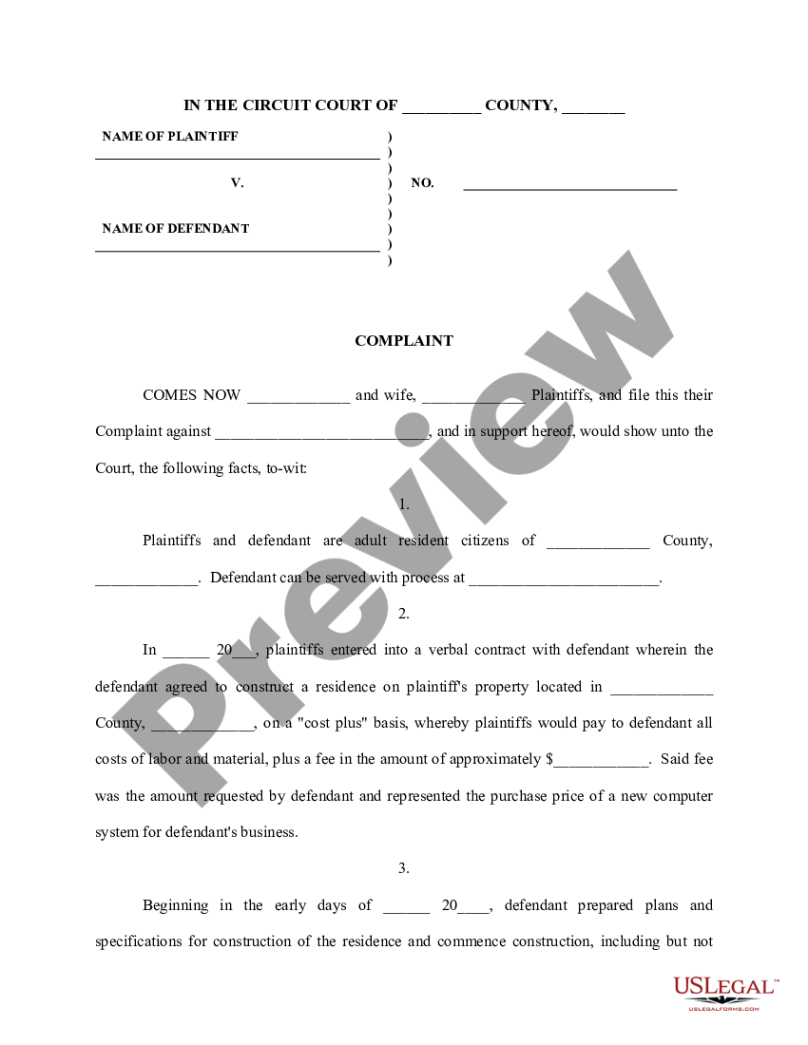 free complaint for breach of verbal or oral contract  breach of oral breach of contract complaint template pdf