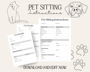 free custom cat sitting instructions template