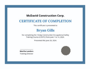 Free Custom Employee Training Certificate Template Word