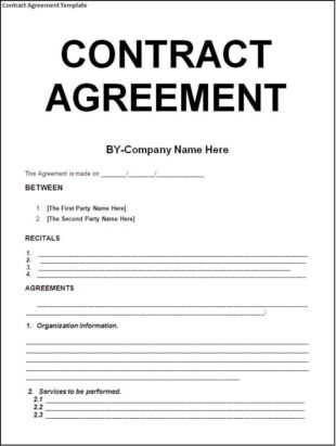 free download blank contract agreement form sample for company with two parties and recitals contract between two parties template doc