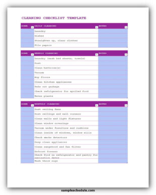 Free Editable Daily Office Cleaning Schedule Template