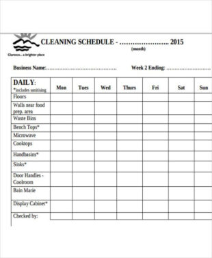 Free Editable Hotel Deep Cleaning Schedule Template Doc Example