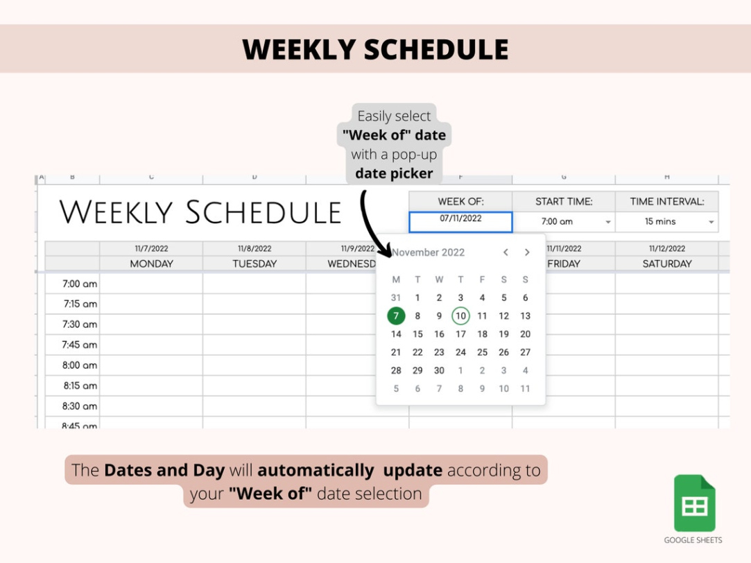 Free Editable Weekly Schedule Google Sheets Template Doc Sample