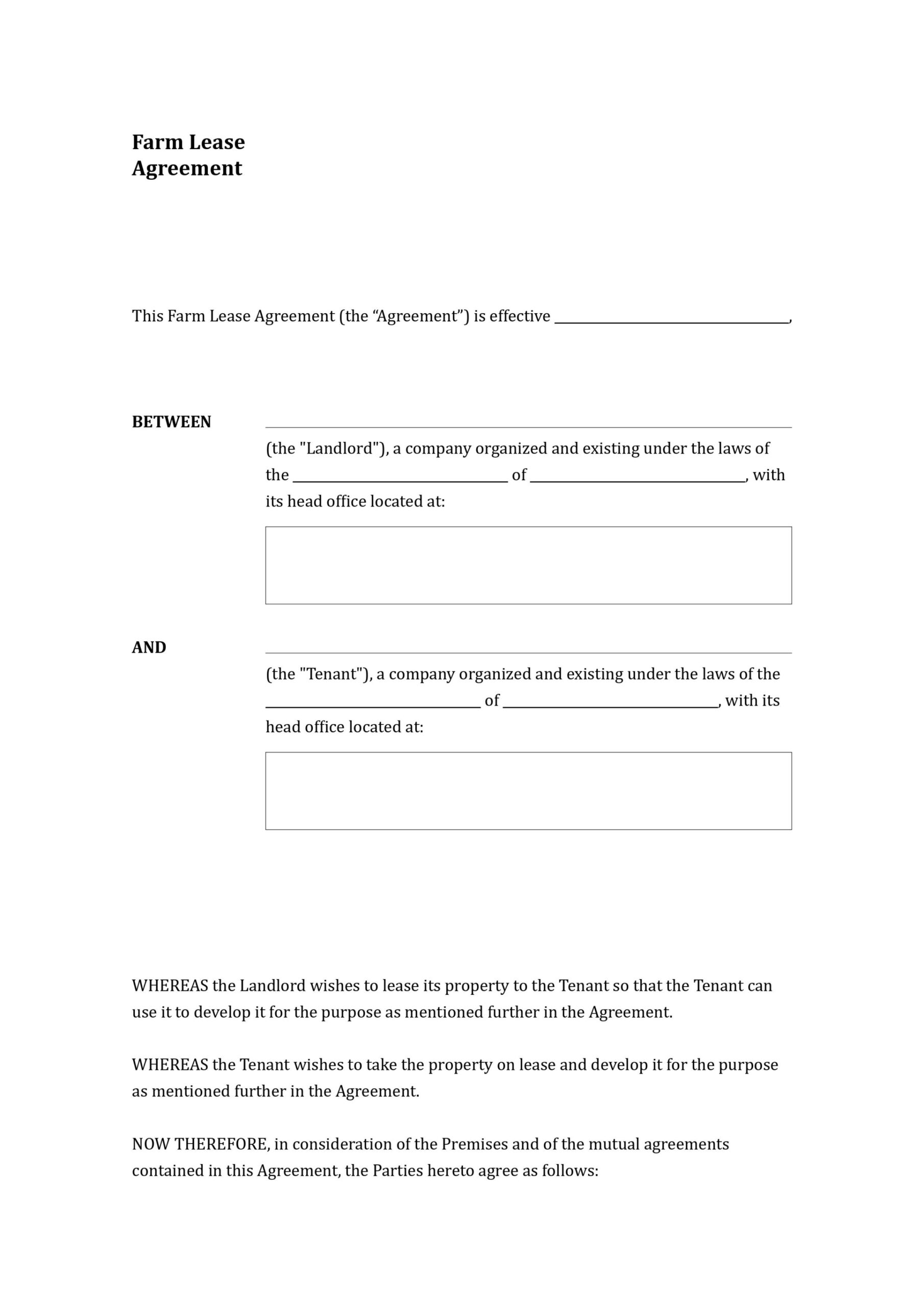 free farm lease agreement template farm land rent contract template doc