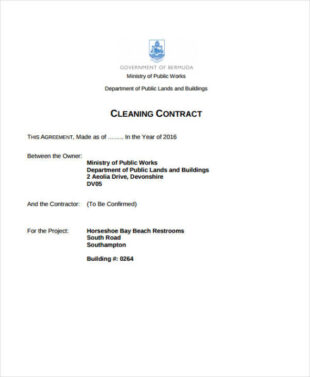 free printable cleaning contract template cleaning service contract agreement template pdf