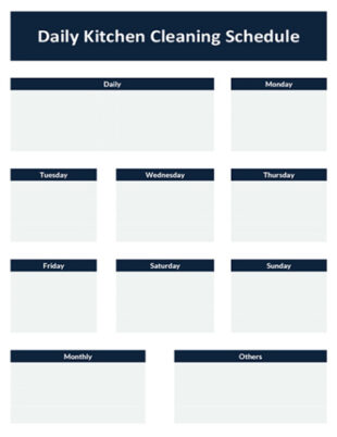 Free Printable School Kitchen Cleaning Schedule Template Pdf Example