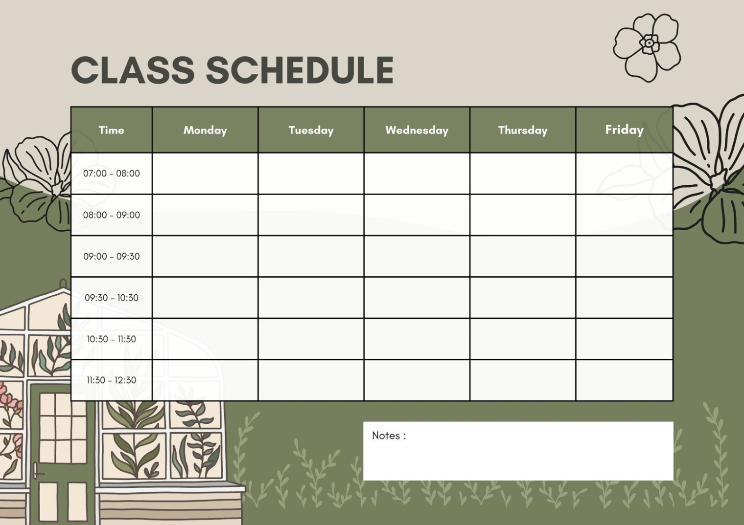 Free Printable University Class Schedule Template Doc Example