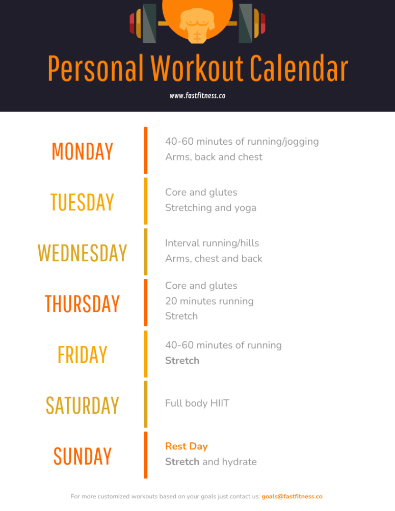 Free Printable Weekly Workout Schedule Template Word Example