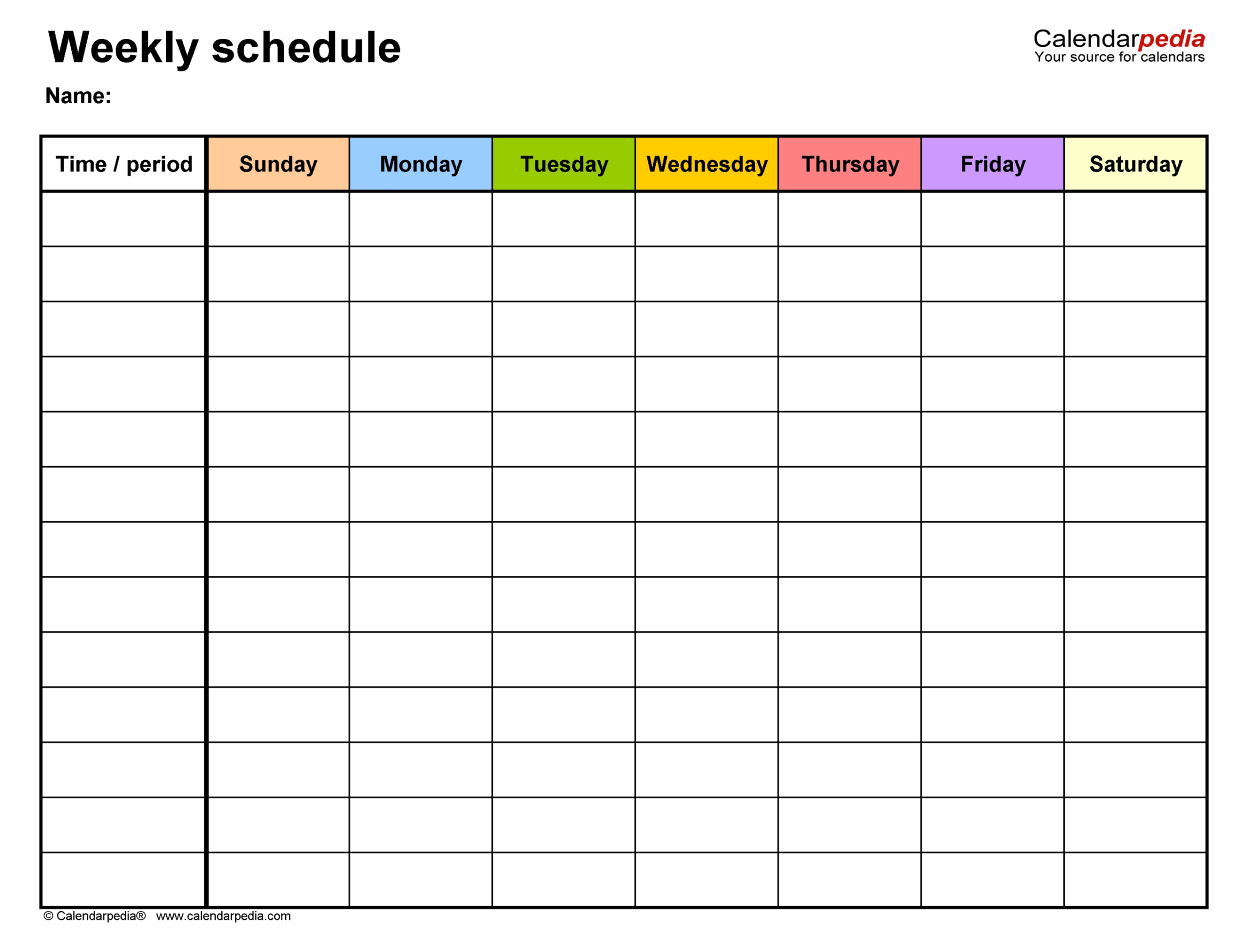 Free Sample 7 Day Weekly Schedule Template Pdf Sample