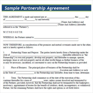 free sample business contract template business partner contract agreement template example