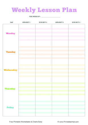 Free Sample Weekly Teaching Schedule Template  Sample