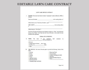 lawn care agreement service contract landscaping contract garden care agreement agreement lawn care service contract template pdf