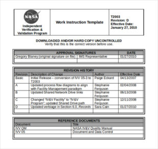 local work instructions template pdf example