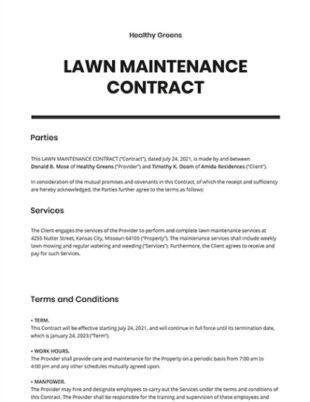 printable 11 maintenance contract word templates  free downloads  template lawn care service contract template