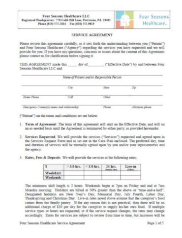 printable 13 medical service agreement templates  pdf home health care contract template excel