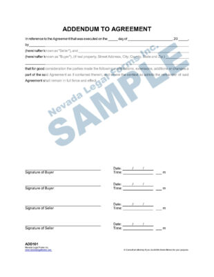 printable addendum to agreement  nevada legal forms  services addendum to a contract template doc