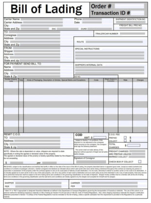 printable bill of lading instructions template doc