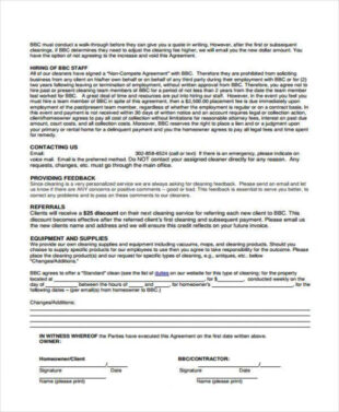 printable cleaning agreement template cleaning service contract agreement template pdf