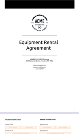 printable equipment rental agreement template  sign templates  jotform equipment rental agreement contract template pdf