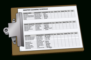 Printable Food Safety Cleaning Schedule Template Word Example