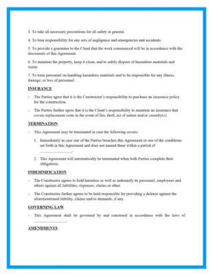 printable free construction contracts template design and build contract template pdf