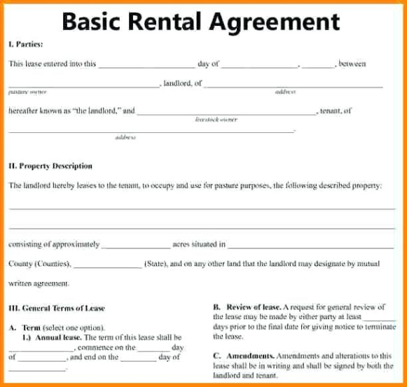 printable free printable simple lease agreement  customize and print short term lease contract template