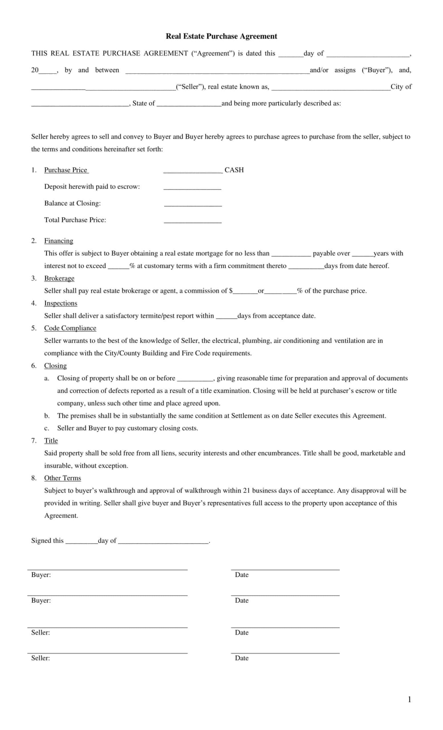 printable free printable wholesale real estate contract templates pdf example wholesale real estate contract template excel